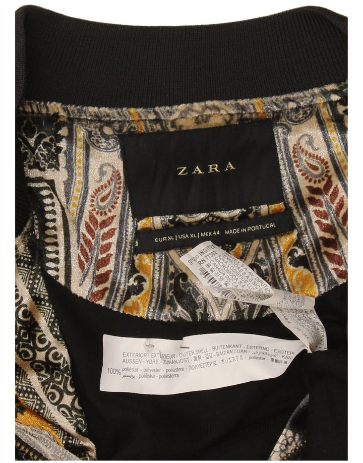 Женский бомбер Zara UK 18 XL, разноцветный полиэстер с узором пейсли