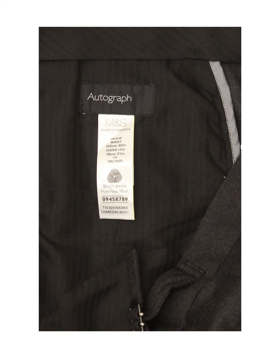 MARKS & SPENCER Mens Autograph Straight Suit Trousers W40 L28 Grey Wool Vintage Marks & Spencer and Second-Hand Marks & Spencer from Messina Hembry 