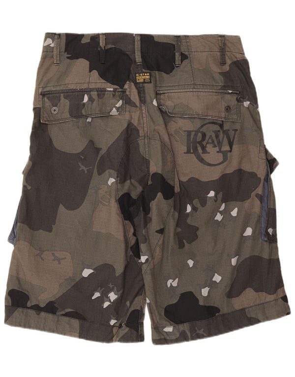 G-Star Mens Cargo Shorts W32 Medium Khaki Camouflage Cotton