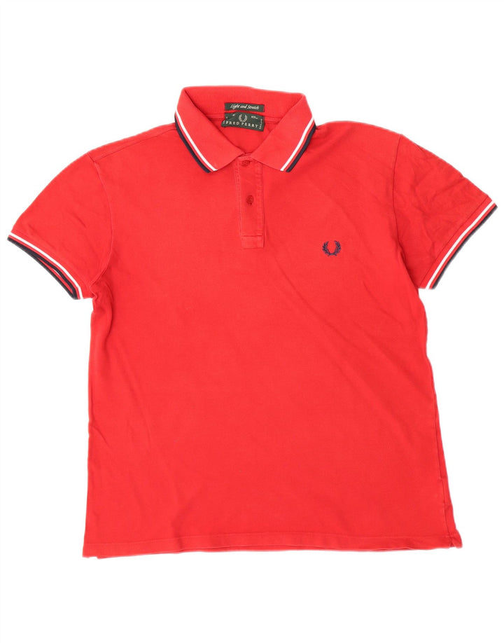 Мужская легкая и эластичная рубашка-поло Fred Perry среднего красного цвета из хлопка