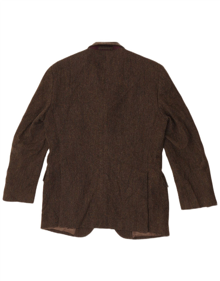 Мужской пиджак Massimo Dutti на 3 пуговицах EU 48, средний хаки с рисунком «елочка»