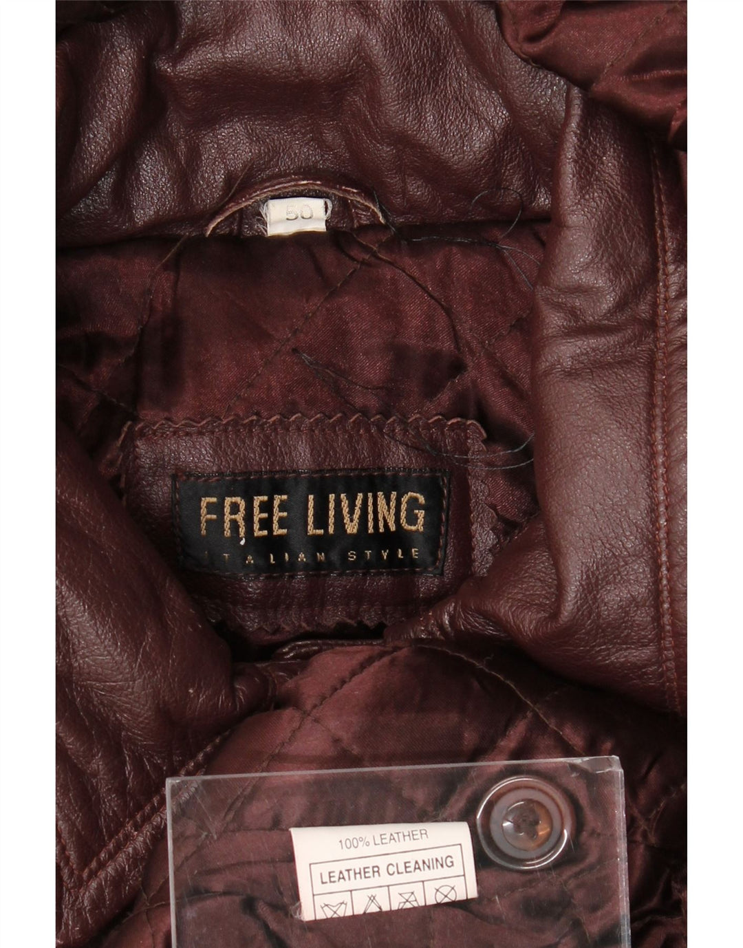 Винтажное женское кожаное пальто оверсайз с капюшоном IT 50 XL Темно-бордовая кожа