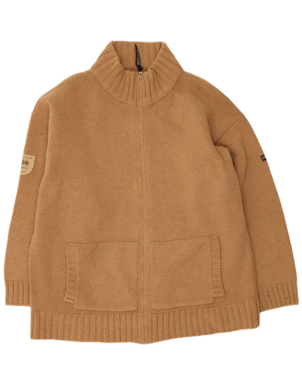 Женский свободный кардиган Napapijri с географическим рисунком, Великобритания, 18 XL, бежевый, шерстяной