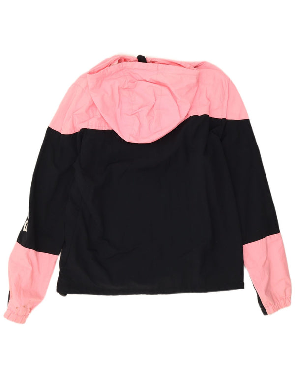 Женская дождевик с капюшоном Superdry UK 18 XL, черный нейлон с цветными блоками