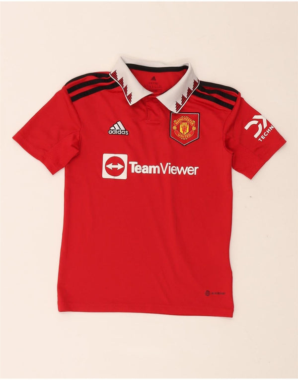 Рубашка-поло с графическим рисунком ADIDAS для мальчиков Manchester United 9-10 лет, красный полиэстер