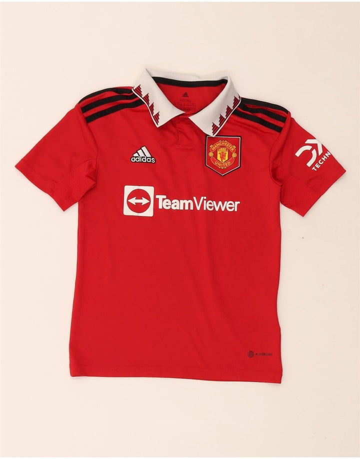 Рубашка-поло с графическим рисунком ADIDAS для мальчиков Manchester United 9-10 лет, красный полиэстер