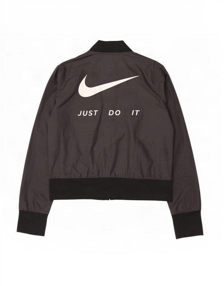 Женская спортивная куртка с графическим рисунком Nike UK 14, средний черный полиэстер