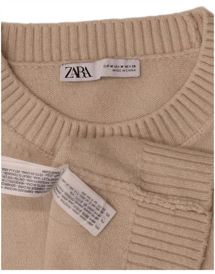 Женская укороченная майка Zara UK 12, средний бежевый полиэстер