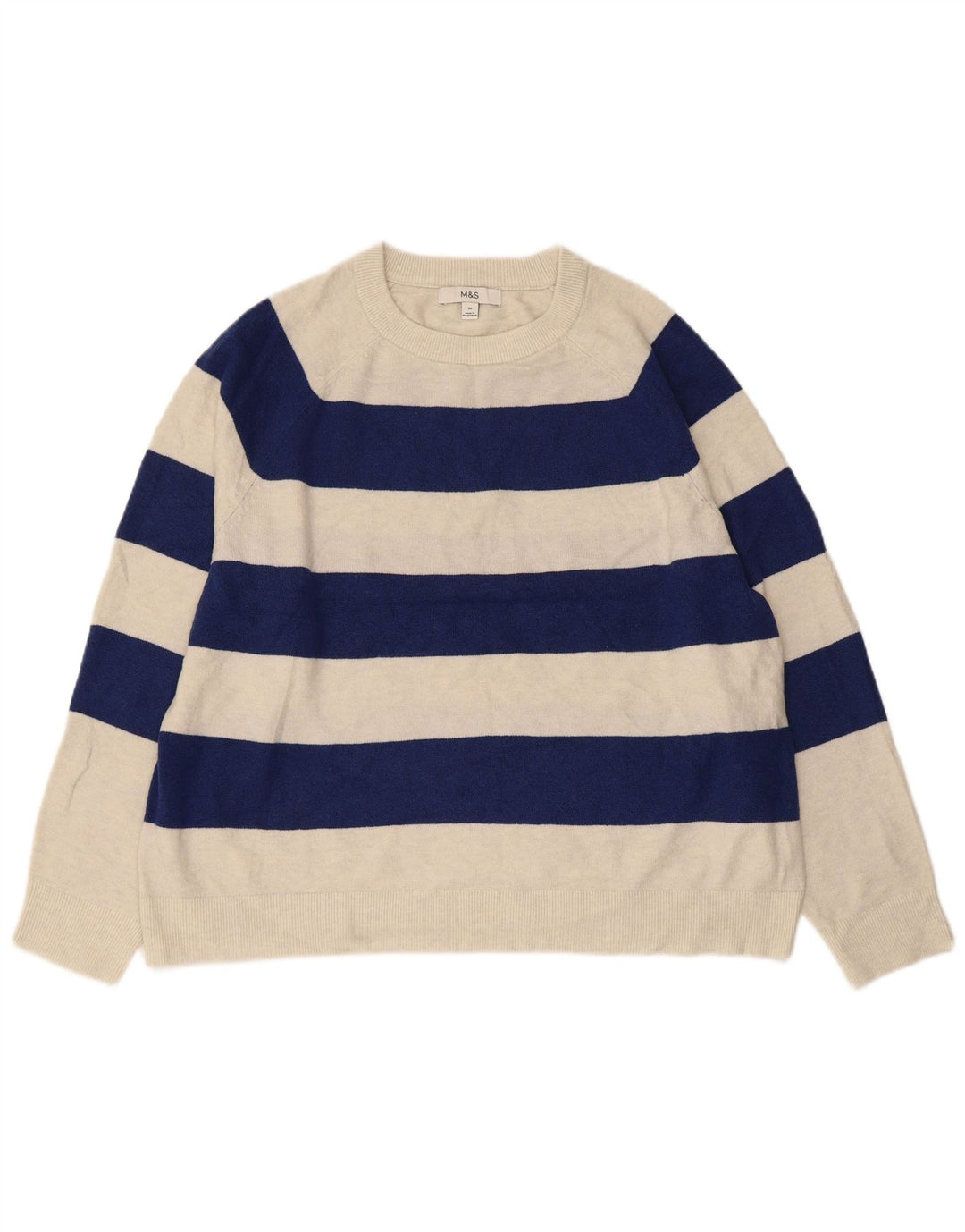 Женский джемпер с круглым вырезом MARKS & SPENCER UK 18 XL, темно-синий в полоску