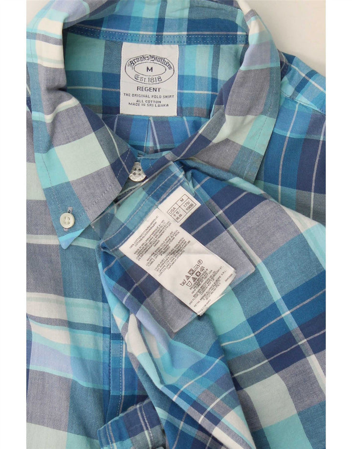 Мужская рубашка Regent с коротким рукавом Brooks Brothers, хлопковая синяя клетка среднего размера