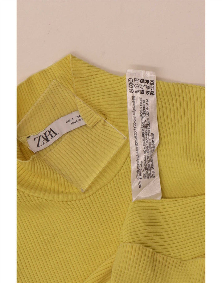 Женский топ Zara с длинным рукавом UK 8, маленький, желтый, полиамид