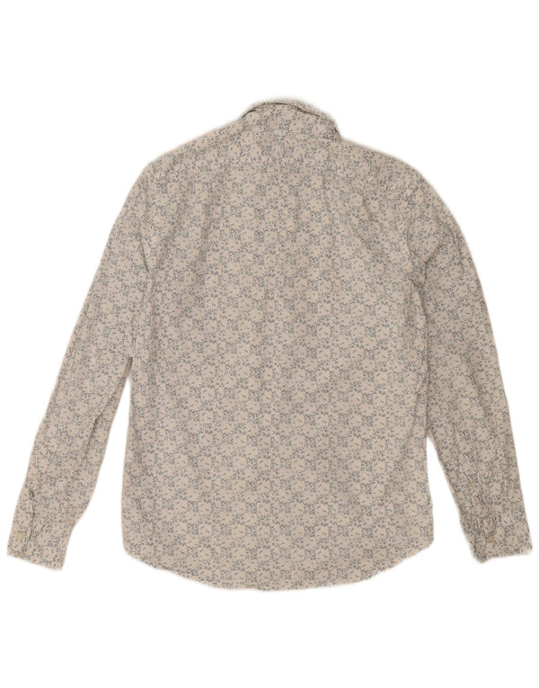 Мужская тонкая рубашка J. Crew из хлопка среднего размера белого цвета с цветочным принтом