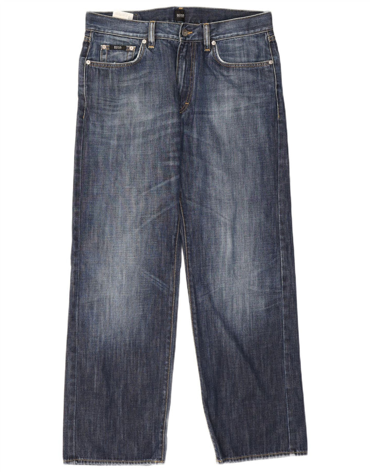 Мужские прямые джинсы Hugo Boss W34 L30 синие, хлопок