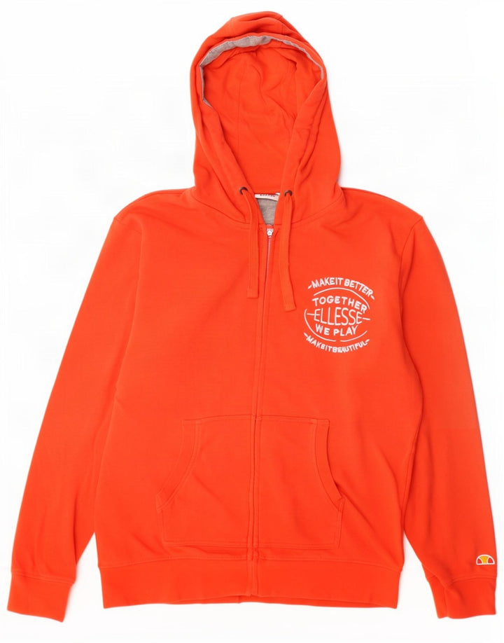 Ellesse Мужской свитер с капюшоном и молнией с графическим рисунком, средний оранжевый хлопковый свитер