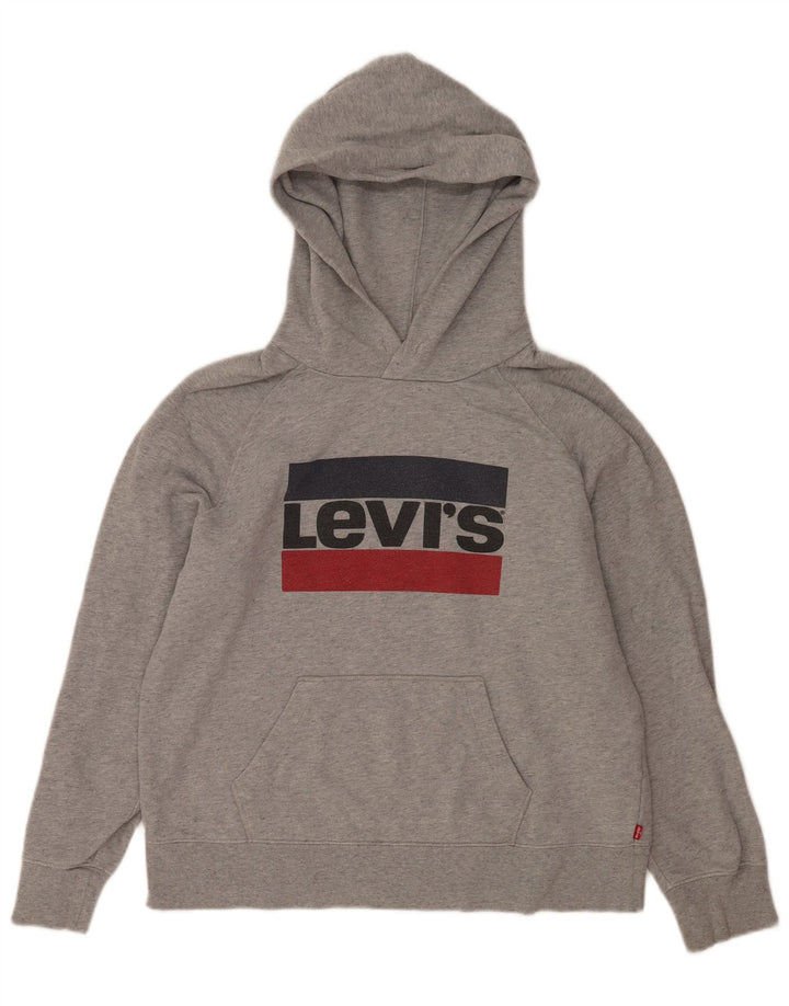 Мужской джемпер с капюшоном с рисунком Levi's, хлопковый средний серый цвет
