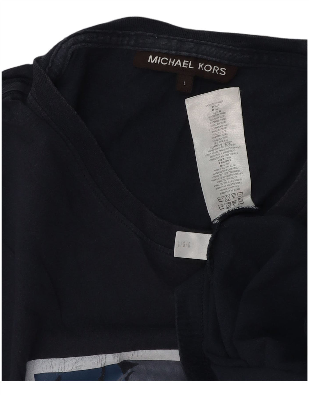 Michael Kors Мужская футболка с рисунком, большой темно-синий хлопок