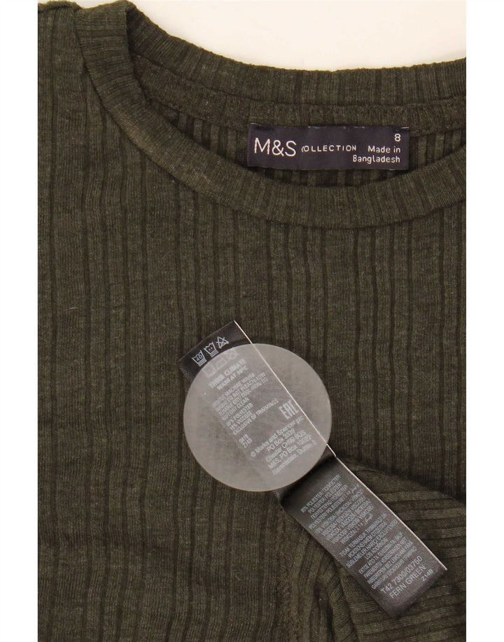 Женское платье трапециевидного силуэта с длинными рукавами Marks & Spencer UK 8, маленький цвет, хаки, полиэстер