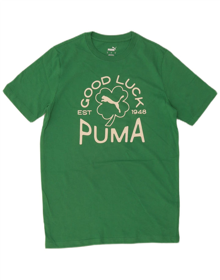 Мужская футболка с рисунком Puma, маленький зеленый хлопок