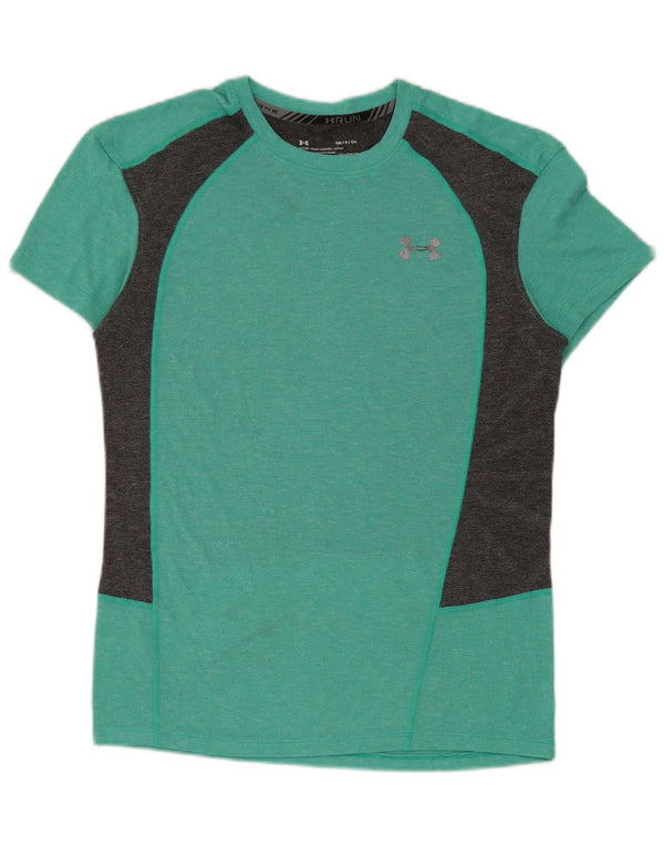Женская футболка Under Armour Heat Gear Top UK 10, маленькая зеленая с цветными блоками
