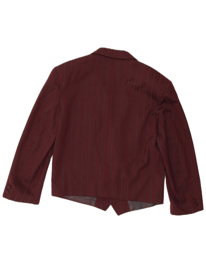 Винтажный женский двубортный пиджак IT 48 XL бордовый в тонкую полоску