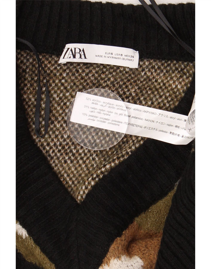 Женский джемпер с v-образным вырезом Zara UK 10, маленький разноцветный камуфляж