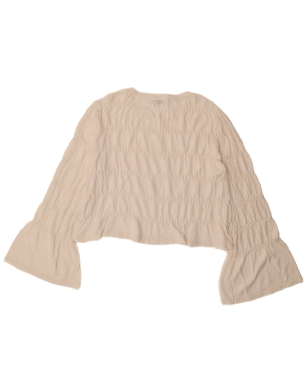 Женская укороченная блузка с длинными рукавами Zara UK 16, большая белая