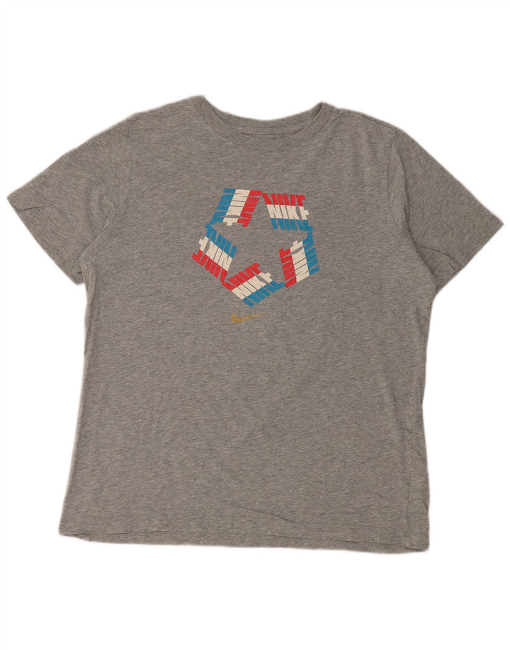 Женская футболка стандартного кроя NIKE с рисунком, топ UK 18 XL, серый хлопок