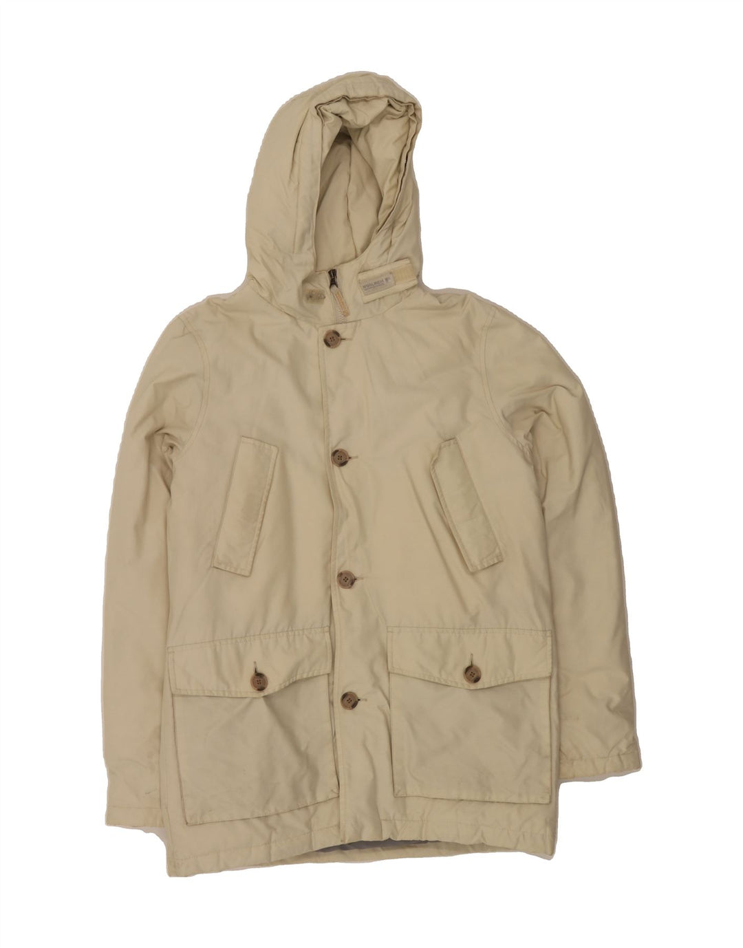 WOOLRICH Womens Hooded Windbreaker Jacket UK 14 Large  Beige Vintage Woolrich and Second-Hand Woolrich from Messina Hembry 