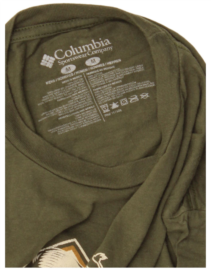Мужская футболка Columbia с рисунком, хлопковый топ среднего зеленого цвета