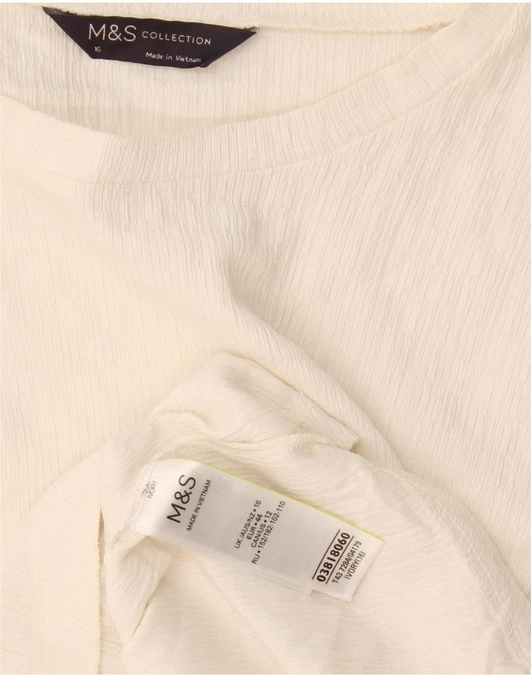 Женская блузка с длинным рукавом Marks & Spencer, Великобритания, 16, большой белый цвет