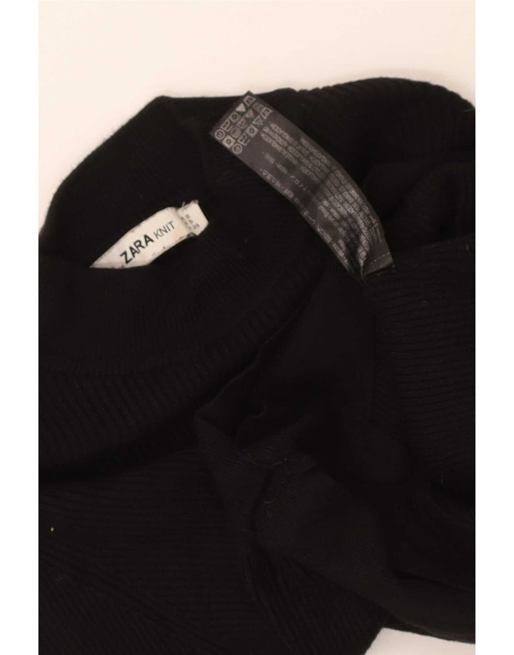 Женский укороченный топ Zara с длинным рукавом UK 8, маленький черный, вискоза