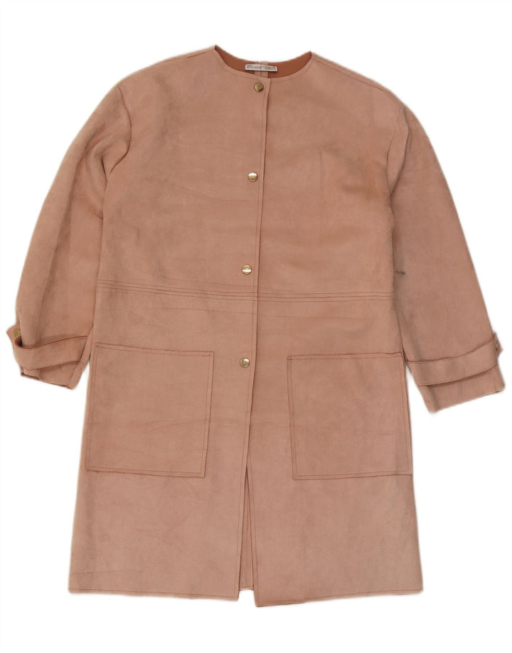 Женское пальто Zara UK 10, маленькое розовое полиэстер