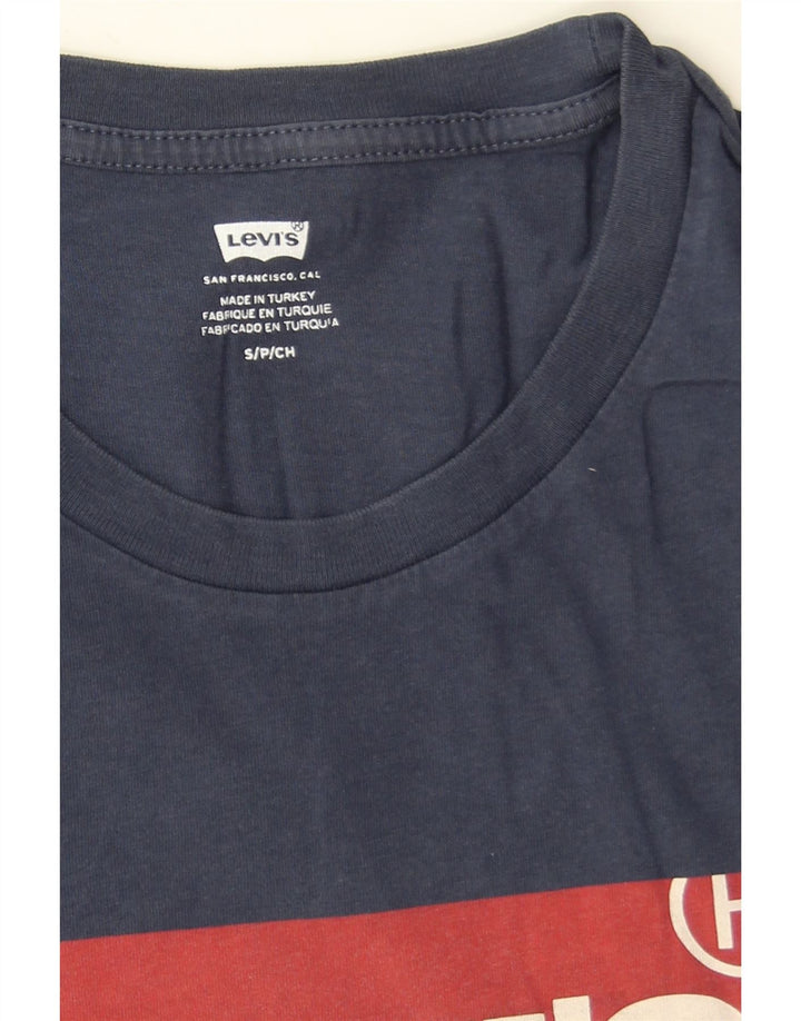 Мужская футболка с рисунком Levi's, маленький размер, темно-синий, хлопок