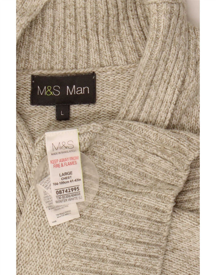 Мужской джемпер с отложным воротником Marks & Spencer, большой серый акрил
