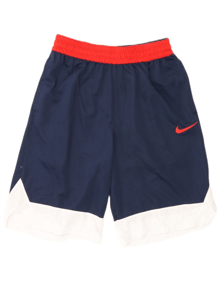 Мужские спортивные шорты Nike Dri Fit, маленькие темно-синие, полиэстер с цветными блоками