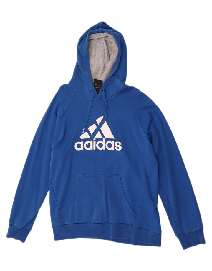Мужской джемпер с капюшоном Adidas с рисунком, средний синий, хлопок