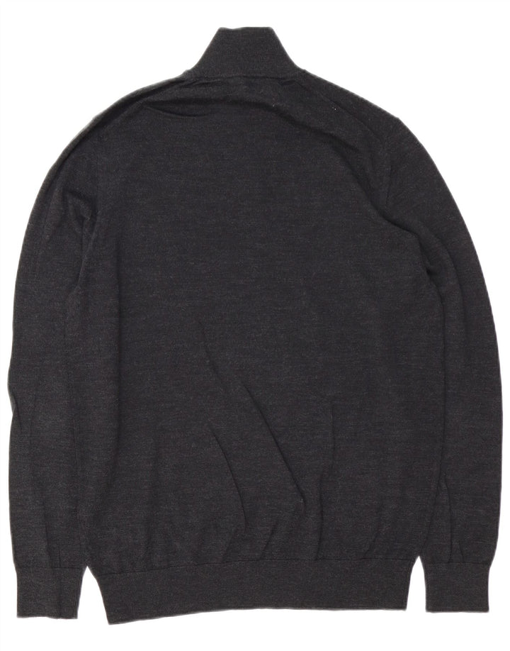 Мужской джемпер с воротником на молнии Marks & Spencer с автографом, средний серый