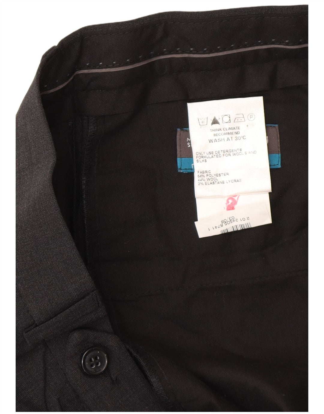 Мужские костюмные брюки Marks & Spencer W34 L29 серого цвета из полиэстера