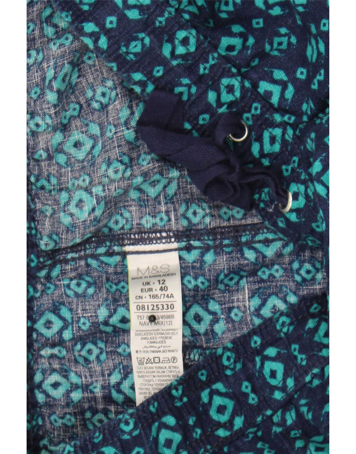 Женская юбка-трапеция Marks & Spencer UK 12 Medium W30 Темно-синяя с геометрическим рисунком