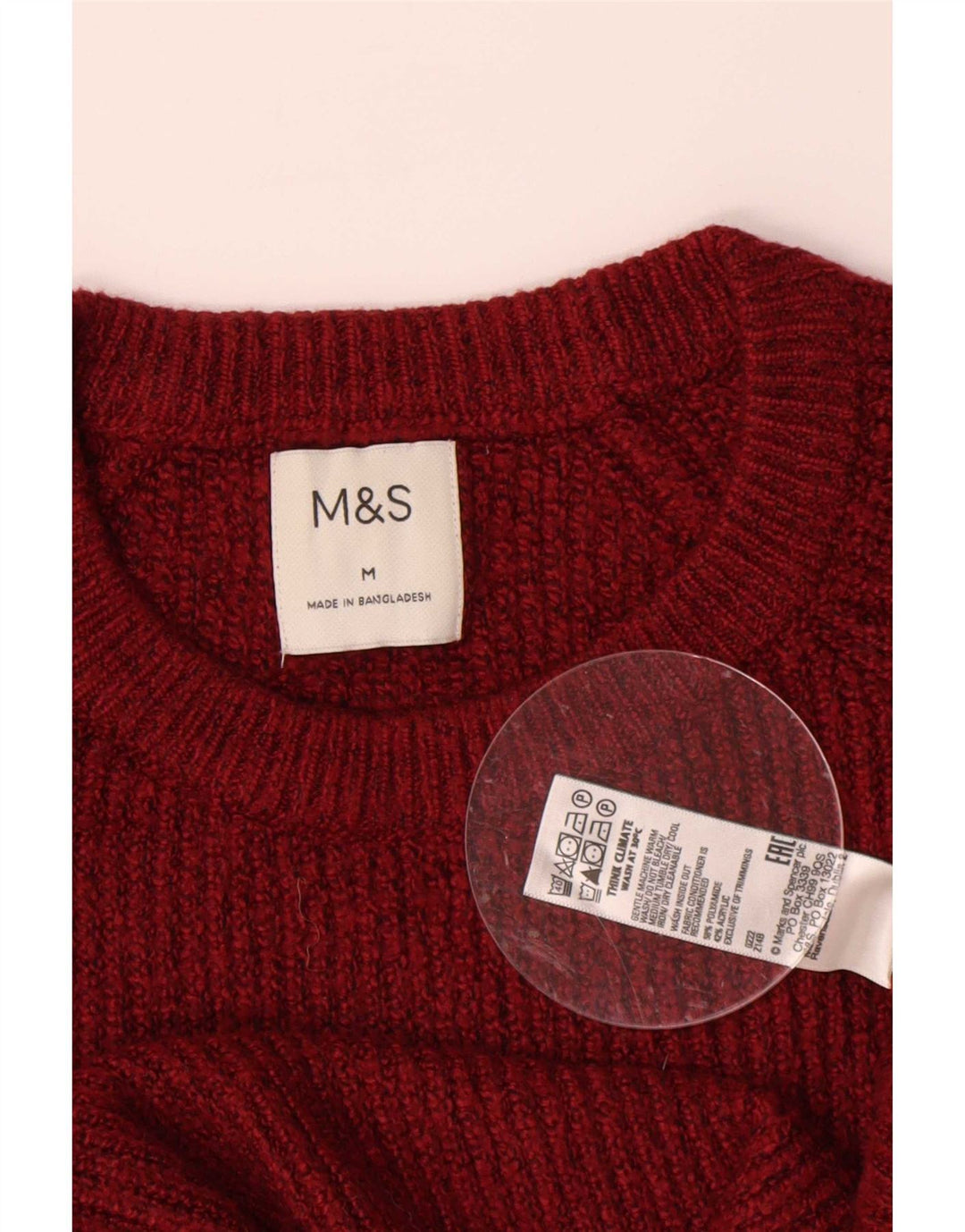 Мужской джемпер с круглым вырезом Marks & Spencer, средний бордовый полиамид