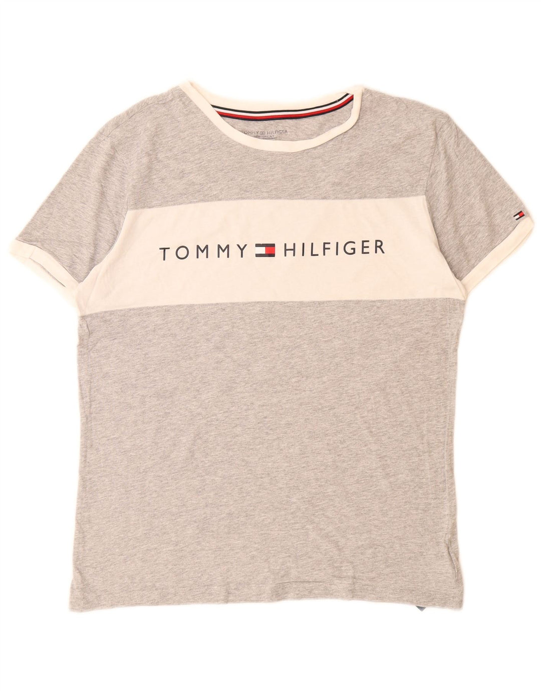 TOMMY HILFIGER Мужская футболка с рисунком, маленький серый цвет, хлопок