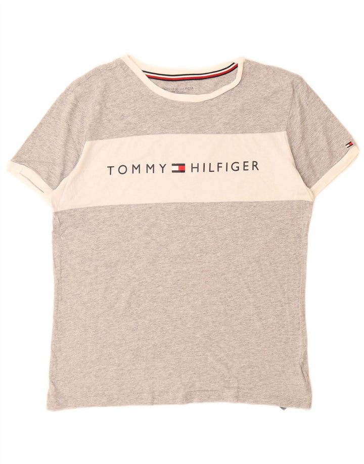 TOMMY HILFIGER Мужская футболка с рисунком, маленький серый цвет, хлопок