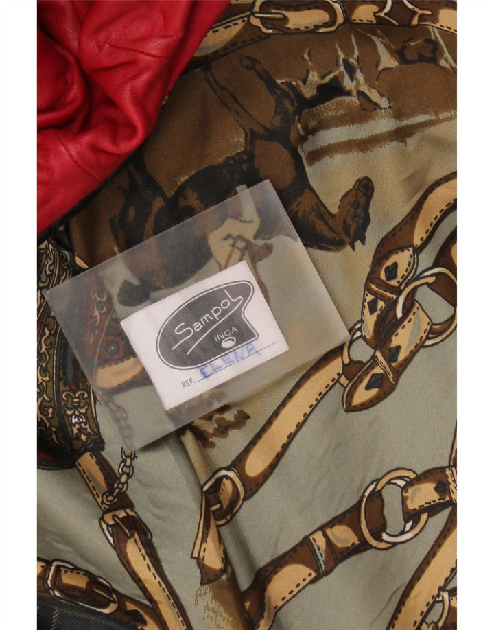 Винтажное женское замшевое пальто оверсайз UK 14, кожа среднего красного цвета