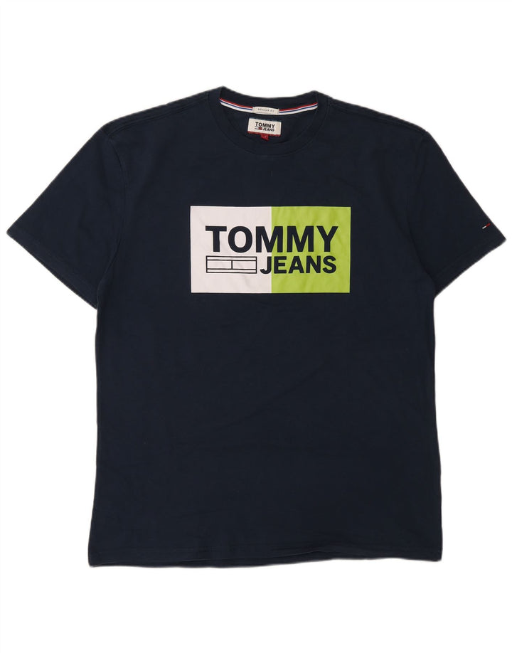 TOMMY HILFIGER Мужская футболка обычного кроя с рисунком, средний темно-синий