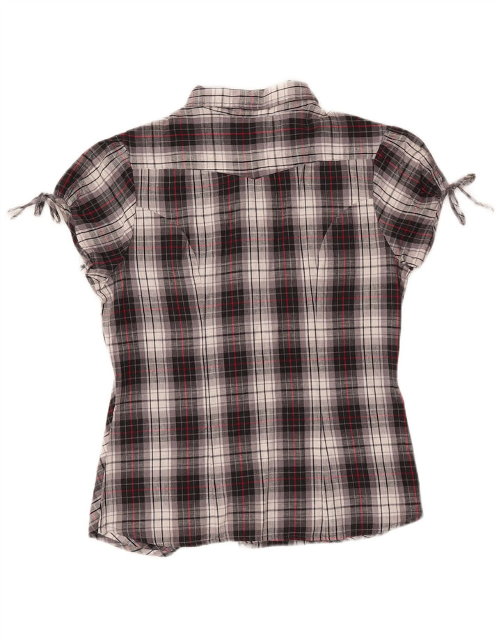 Женская блузка-рубашка с коротким рукавом Carrera UK 14, хлопковая клетка среднего серого цвета