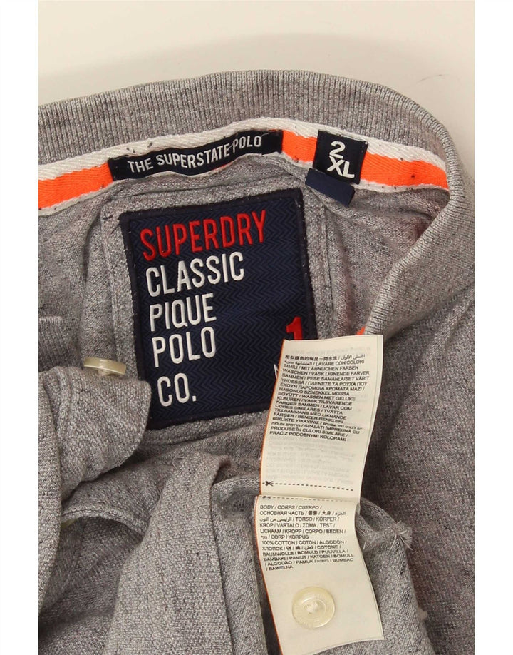 Мужская рубашка-поло с рисунком Superdry 2XL, серая, хлопок