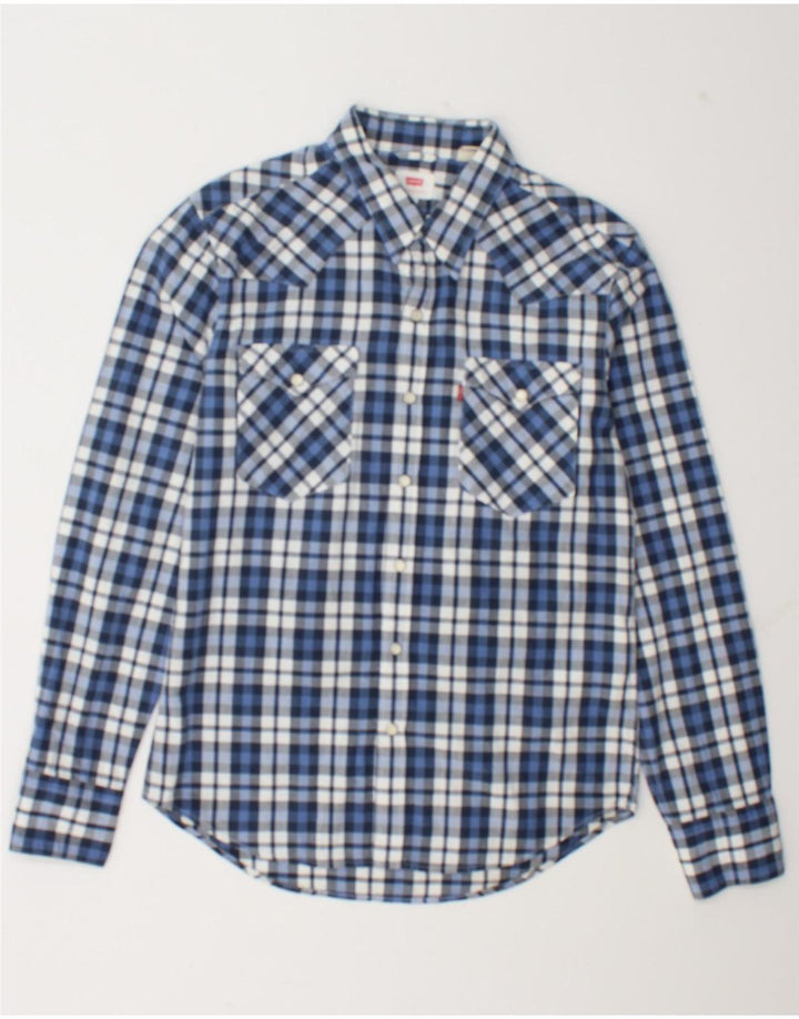 Мужская рубашка Levi's, маленькая синяя клетка, хлопок