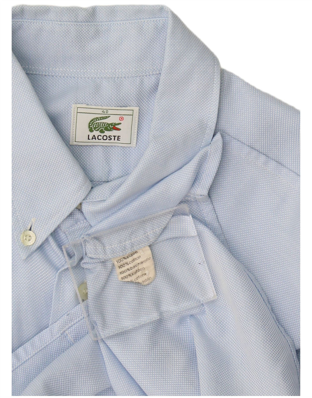 Lacoste Мужская рубашка с коротким рукавом, размер 40, средний синий хлопок