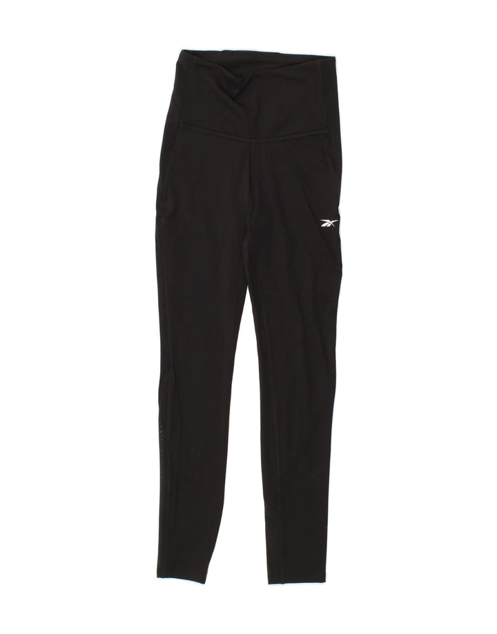 REEBOK Womens Leggings UK 4/6 XS  Black Polyamide Vintage Reebok and Second-Hand Reebok from Messina Hembry 