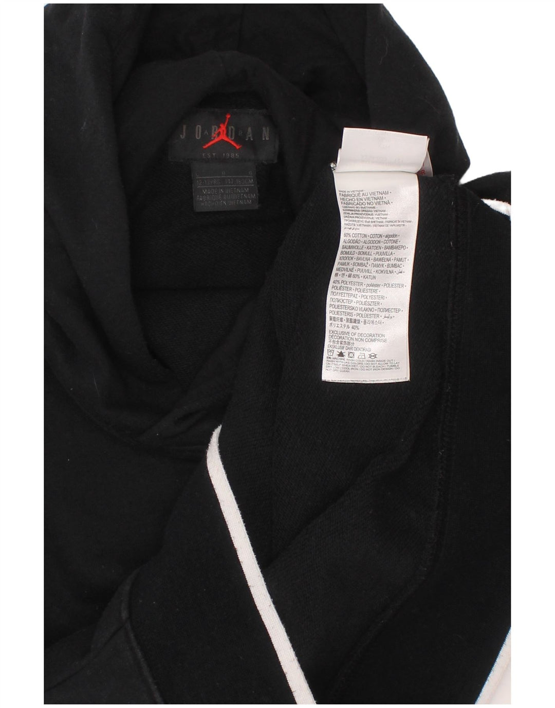 Джемпер с капюшоном JORDAN для мальчиков с рисунком, 12–13 лет, большой размер, черный хлопок, хлопок